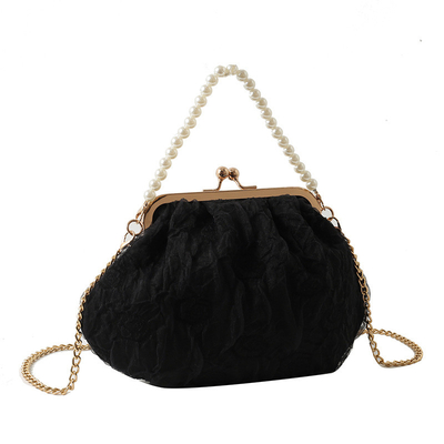 2024 NEW RETRO FAIRY SOLID COLOR petit sac à main blanc sac à perles filet de toile de femme dans un sac simple