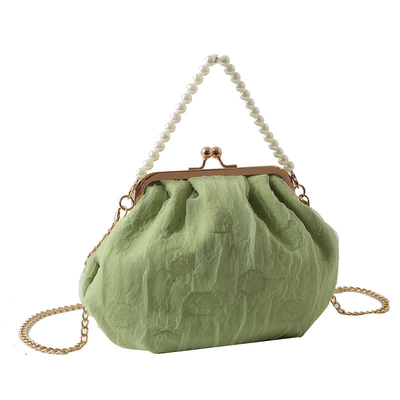 2024 NEW RETRO FAIRY SOLID COLOR petit sac à main blanc sac à perles filet de toile de femme dans un sac simple