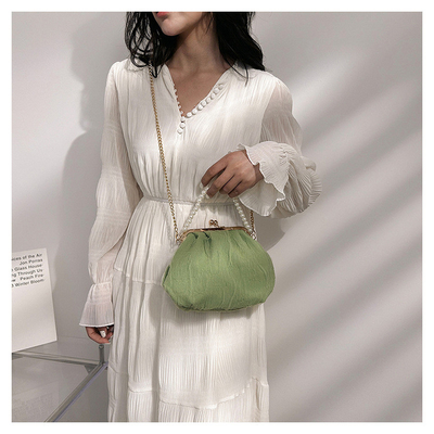 2024 NEW RETRO FAIRY SOLID COLOR petit sac à main blanc sac à perles filet de toile de femme dans un sac simple
