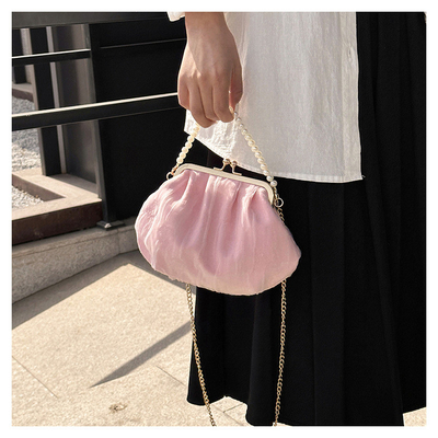 2024 NEW RETRO FAIRY SOLID COLOR petit sac à main blanc sac à perles filet de toile de femme dans un sac simple