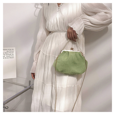 2024 NEW RETRO FAIRY SOLID COLOR petit sac à main blanc sac à perles filet de toile de femme dans un sac simple