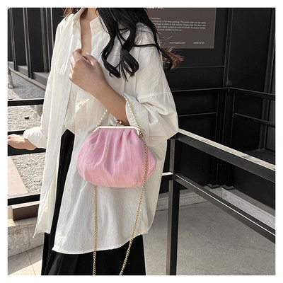 2024 NEW RETRO FAIRY SOLID COLOR petit sac à main blanc sac à perles filet de toile de femme dans un sac simple