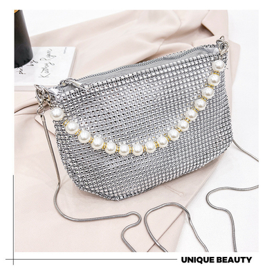 Une nouvelle poignée de perle imitation de sac à main en diamant plein sac à épaule sac explosif de fête transfrontalier sac à souper mode épaule