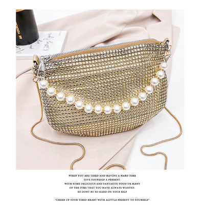 Une nouvelle poignée de perle imitation de sac à main en diamant plein sac à épaule sac explosif de fête transfrontalier sac à souper mode épaule