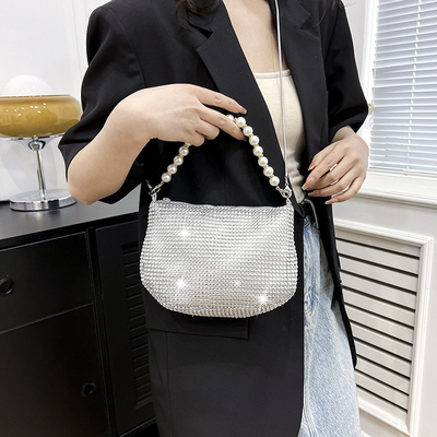 Une nouvelle poignée de perle imitation de sac à main en diamant plein sac à épaule sac explosif de fête transfrontalier sac à souper mode épaule
