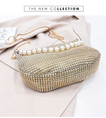 Une nouvelle poignée de perle imitation de sac à main en diamant plein sac à épaule sac explosif de fête transfrontalier sac à souper mode épaule