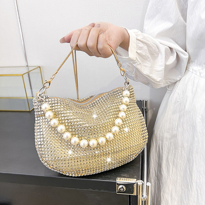 Une nouvelle poignée de perle imitation de sac à main en diamant plein sac à épaule sac explosif de fête transfrontalier sac à souper mode épaule