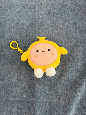 Une pièce de monnaie en peluche un sac à main un pendentif un écouteur un sac à main