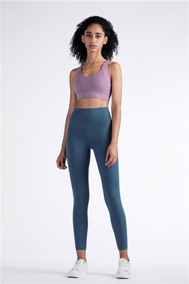 Vue souriante sans couture, taille haute, robe de yoga serrée, cul de pêche, entraînement, pantalon de yoga, sport, course, pantalon de fitness, femmes.