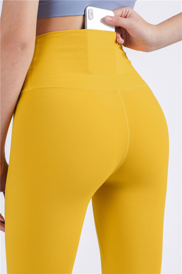 Vue souriante sans couture, taille haute, robe de yoga serrée, cul de pêche, entraînement, pantalon de yoga, sport, course, pantalon de fitness, femmes.