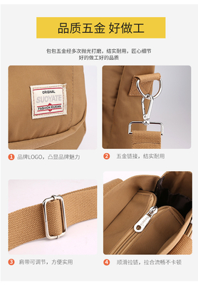 2024 Nouveau sac de maman atmosphérique de grande capacité épaule unique main à travers le corps sac en nylon Tissu de femme