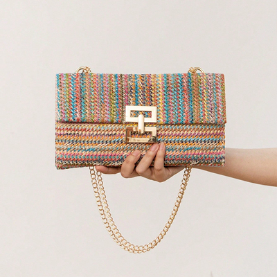 Nouveau sac à main de vacances à vent multi-couches de chaîne, de coque, de serrure, de paille, de sac à main, de sac à main, de sac à main, de sac de femme