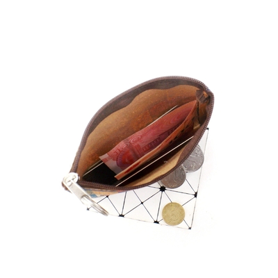 VINTAGE VRAIE BOIS PRINT CORC pièces de monnaie portefeuille écorce imprimé pièces de monnaie sac clé petit sac carré Casual NOSTALGIA Clutch sac