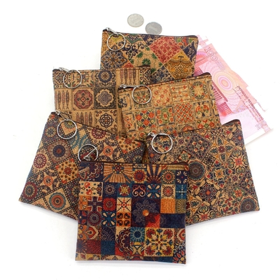 VINTAGE VRAIE BOIS PRINT CORC pièces de monnaie portefeuille écorce imprimé pièces de monnaie sac clé petit sac carré Casual NOSTALGIA Clutch sac
