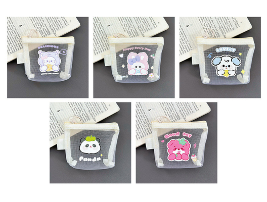 Cartoon NET MONEY PURSE CUTE CHANGE sac de rangement transparent porte-carte porteuse poche enveloppe rouge mini sac de rangement