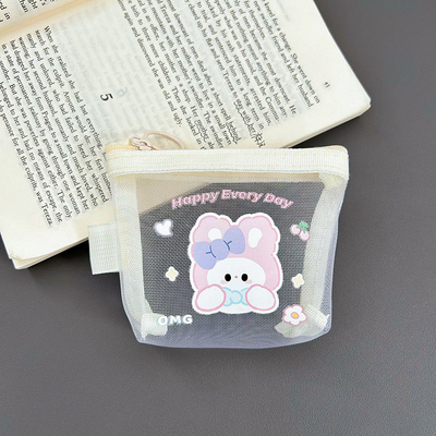 Cartoon NET MONEY PURSE CUTE CHANGE sac de rangement transparent porte-carte porteuse poche enveloppe rouge mini sac de rangement