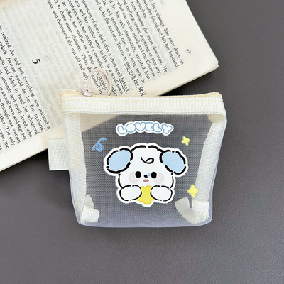 Cartoon NET MONEY PURSE CUTE CHANGE sac de rangement transparent porte-carte porteuse poche enveloppe rouge mini sac de rangement