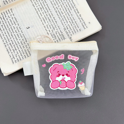Cartoon NET MONEY PURSE CUTE CHANGE sac de rangement transparent porte-carte porteuse poche enveloppe rouge mini sac de rangement