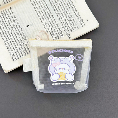 Cartoon NET MONEY PURSE CUTE CHANGE sac de rangement transparent porte-carte porteuse poche enveloppe rouge mini sac de rangement