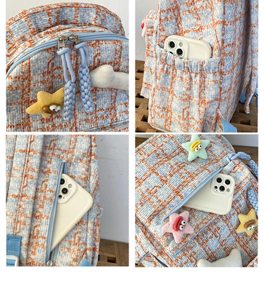 Un petit sac à chèques frais, un sac à dos pour les lycéennes, un sac à dos pour les étudiantes.