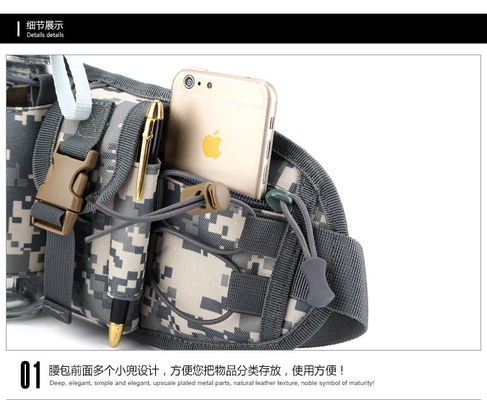 Sac de sport en plein air Tactique camouflage taille avec matériau imperméable ceinture réglable et conception pratique porte-gobelets d'eau