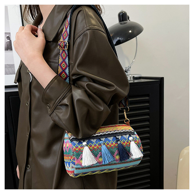 Mode NATIONAL CHINÉE style épais épaule ceinture coussin sac transversale sac rayé sac d'épaule sac de femme