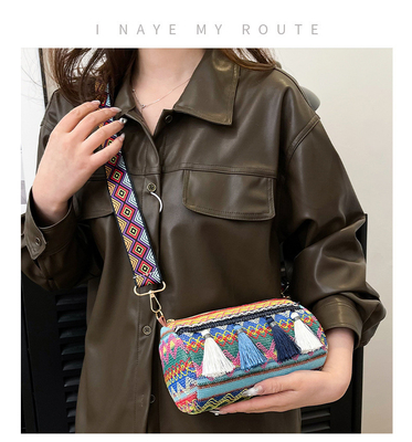 Mode NATIONAL CHINÉE style épais épaule ceinture coussin sac transversale sac rayé sac d'épaule sac de femme