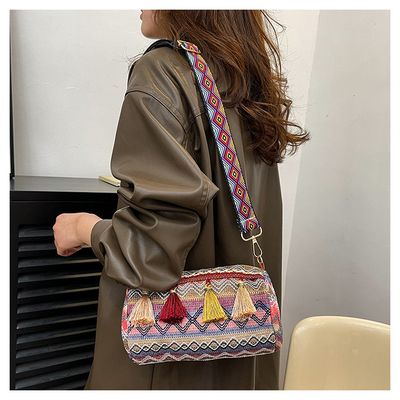 Mode NATIONAL CHINÉE style épais épaule ceinture coussin sac transversale sac rayé sac d'épaule sac de femme