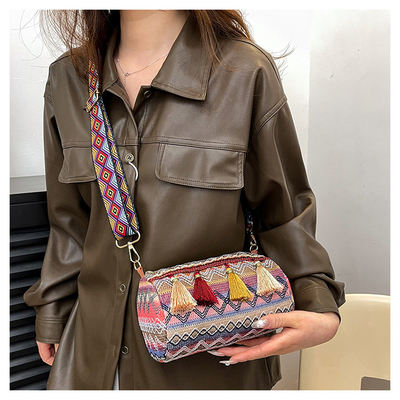 Mode NATIONAL CHINÉE style épais épaule ceinture coussin sac transversale sac rayé sac d'épaule sac de femme