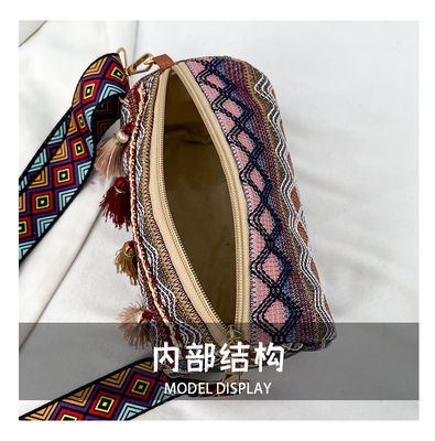 Mode NATIONAL CHINÉE style épais épaule ceinture coussin sac transversale sac rayé sac d'épaule sac de femme