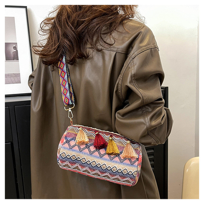 Mode NATIONAL CHINÉE style épais épaule ceinture coussin sac transversale sac rayé sac d'épaule sac de femme