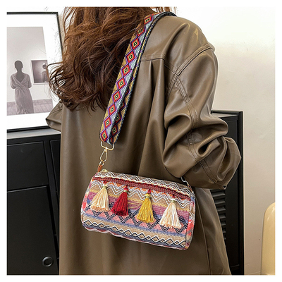 Mode NATIONAL CHINÉE style épais épaule ceinture coussin sac transversale sac rayé sac d'épaule sac de femme