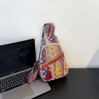 Nouveauté de la mode chinoise sac à main à épaule unique sac à main croisé rouge simple style ethnique petit sac texturé sac à poitrine sac de femme