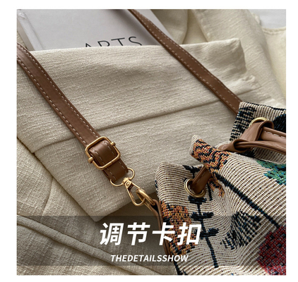 NEW CHINESE NATIONAL VENT AUSSILLE BUCKET BAG MODE SIMPLE tendance de l'été nouveau style de lin de haute qualité sens unique épaule