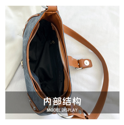 La mode française Casual sous-bracelet sac femme 2024 nouvelle texture sac à main de baguette de couleur simple patchwork sac à main