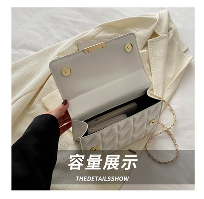 Couleur solide simple épaule unique sac transversale sac en chaîne sac printemps/été nouvelle personnalité senior dans le sac texturé
