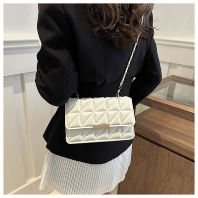 Couleur solide simple épaule unique sac transversale sac en chaîne sac printemps/été nouvelle personnalité senior dans le sac texturé