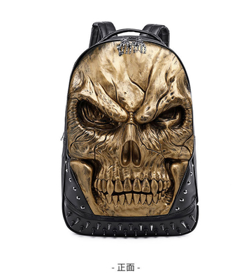 3D PU cuir crâne sac à dos - sacs à dos vapeur punk rivets personnalité sac à dos de voyage collège / lycée sacs à dos