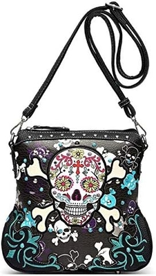 Le jour des morts Croix osseuse roche métallique sac à main Skeleton cuir sac à main de femme