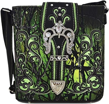 Camouflage Rhinestone Croix Pistole Boucle Western Crossbody Sacs à main Cowgirl Pays Poche à pois Femmes Épaule unique