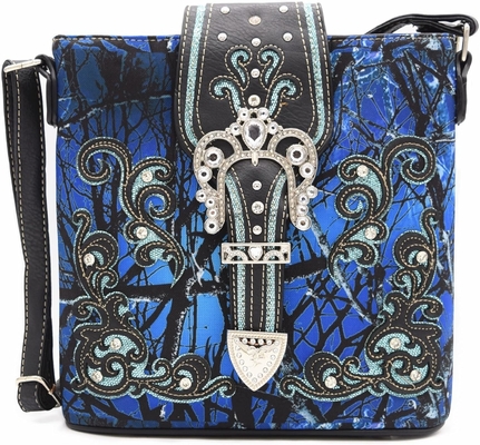 Camouflage Rhinestone Croix Pistole Boucle Western Crossbody Sacs à main Cowgirl Pays Poche à pois Femmes Épaule unique
