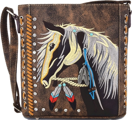 CHEVIN DE STYLE WESTERN BURSE BRUDÉE RINESTONE FLORAL ÉTUDIES sacs à main à corps croisé pays de cowgirl femmes épaule unique B