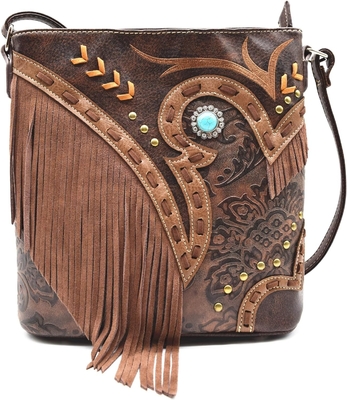 Mode western cowgirl style cuir frange crossbody sacs à main femmes porte-monnaie pays tous les jours sac à épaule