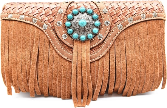 Légende de l'Occident Franges Conchos Rhinestone Gémé PEUPLE de cuir tressé