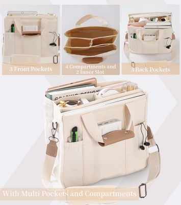 Sac à main en toile avec plusieurs poches Sac à main crossbody pour femmes Sac à main tendance à l'épaule Tout Sac à main avec Compart