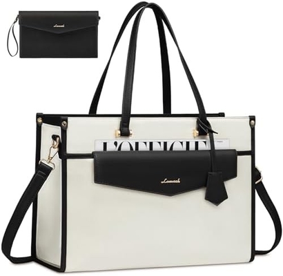 Lovevook sac portable pour femmes, 15,6 pouces sac portable sac à main 2 en 1 sac de travail professionnel portefeuille d'affaires avec embrayage