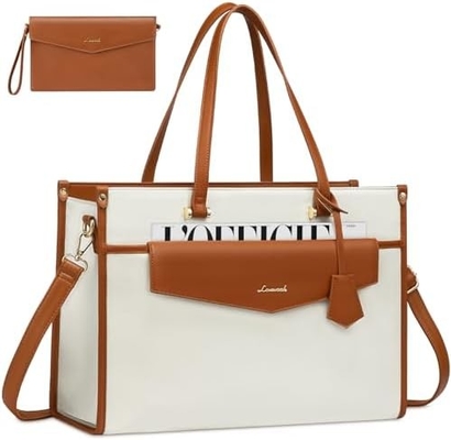 Lovevook sac portable pour femmes, 15,6 pouces sac portable sac à main 2 en 1 sac de travail professionnel portefeuille d'affaires avec embrayage