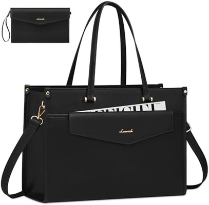 Lovevook sac portable pour femmes, 15,6 pouces sac portable sac à main 2 en 1 sac de travail professionnel portefeuille d'affaires avec embrayage