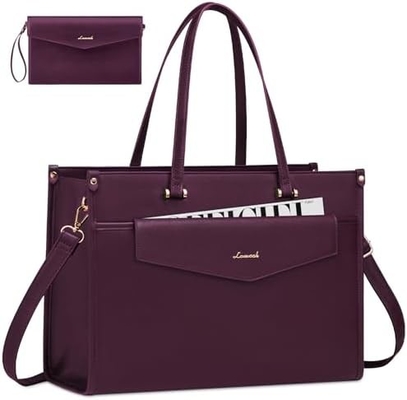 Lovevook sac portable pour femmes, 15,6 pouces sac portable sac à main 2 en 1 sac de travail professionnel portefeuille d'affaires avec embrayage