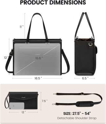 Lovevook sac portable pour femmes, 15,6 pouces sac portable sac à main 2 en 1 sac de travail professionnel portefeuille d'affaires avec embrayage